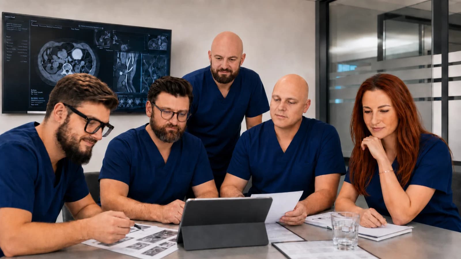 Zespół lekarzy analizujący dokumentację medyczną